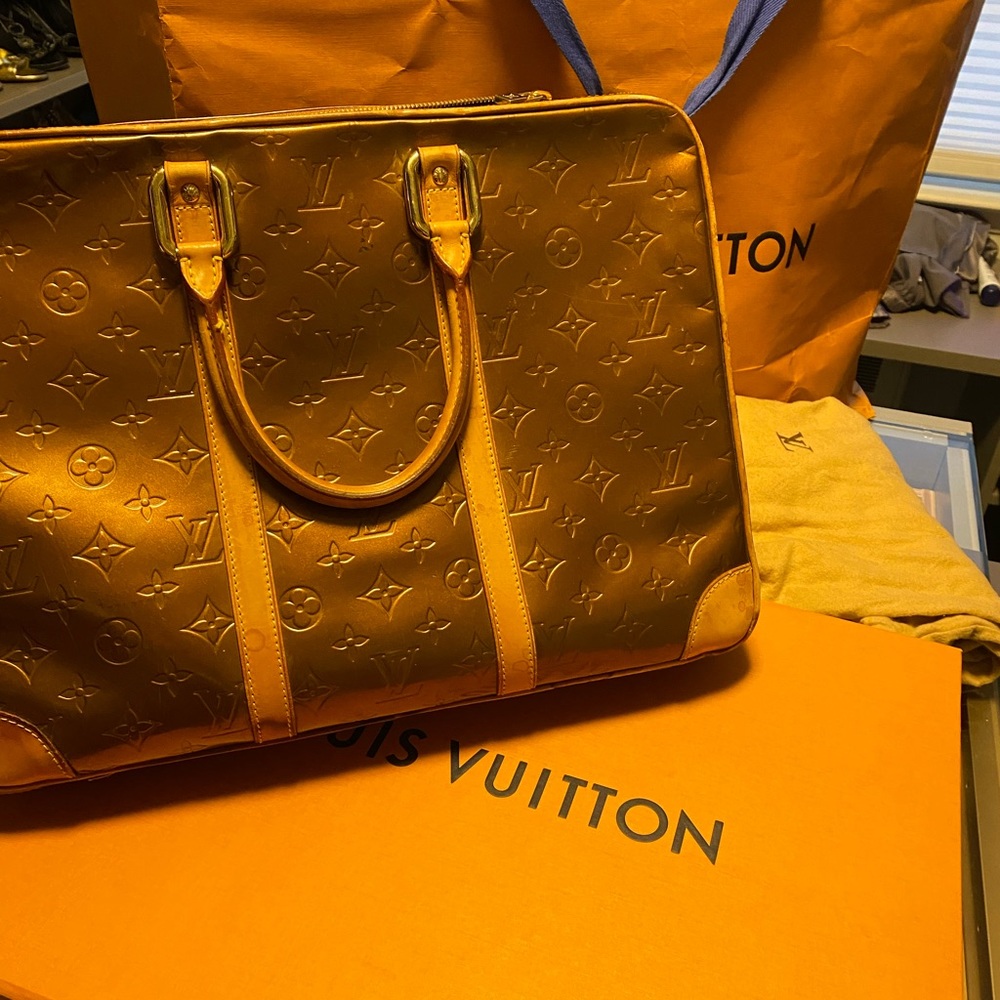 Louis Vuitton Bronze Monogram Vernis Copper Van Dam Attache Briefcase 198lvs29
